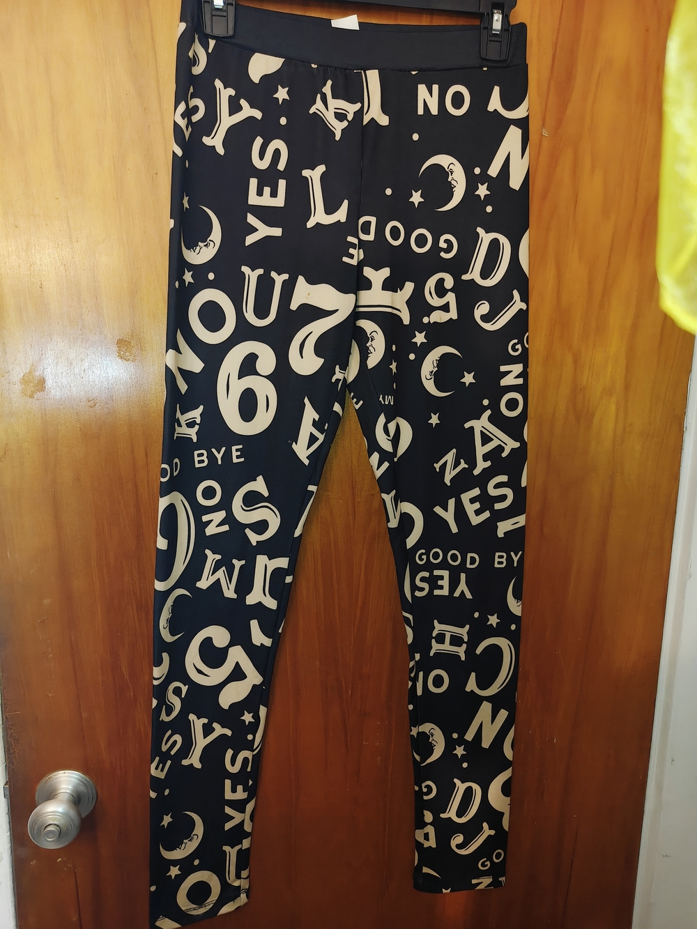 Mighty Fine Black Leggings with Ouija Letter Print